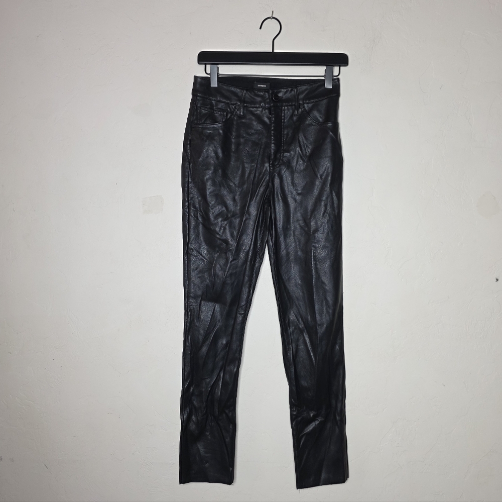 Express‎ Faux Leather Slim Leg Pant Size 2 Regular Raw Hem
